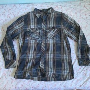 Y2k plaid button up shirt